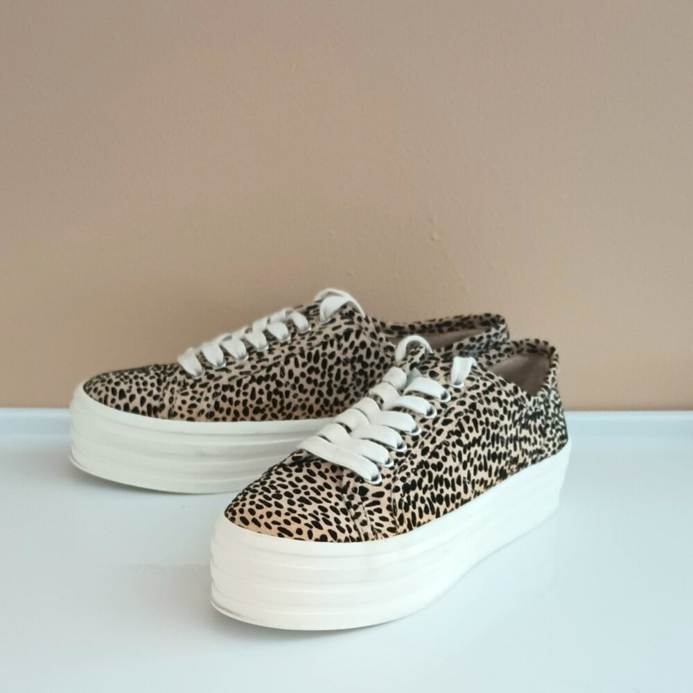 Gianni Bini Leopard Print Platform Sneakers in Black and Tan